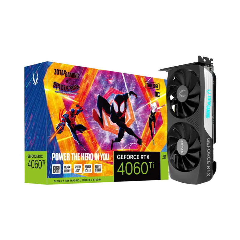 Zotac Gaming GeForce RTX 4060 Ti Twin Edge OC SPIDER-MAN™: Across the Spider-Verse Bundle 8GB GDDR6 Graphics Card ZT-D40610H-10SMP - كرت الشاشة